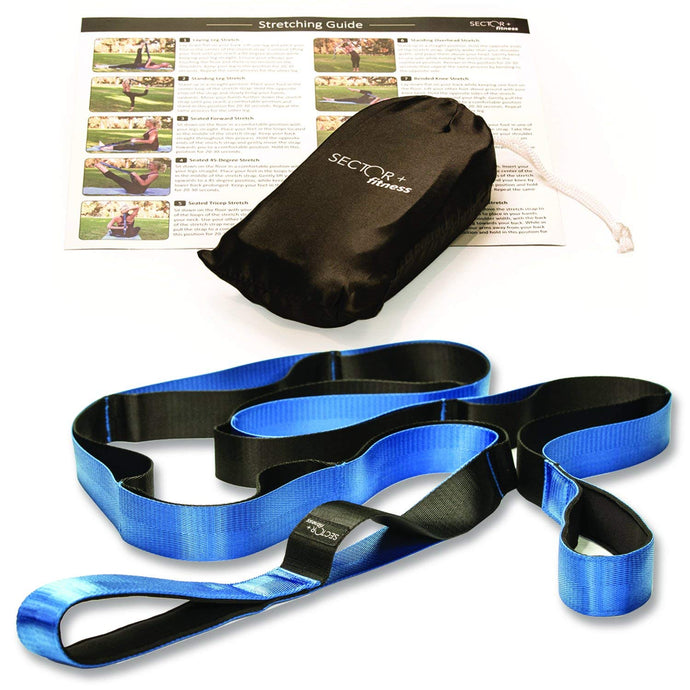 Sector Plus Fitness Stretching Strap - Carrying Bag & Stretching Guide Included