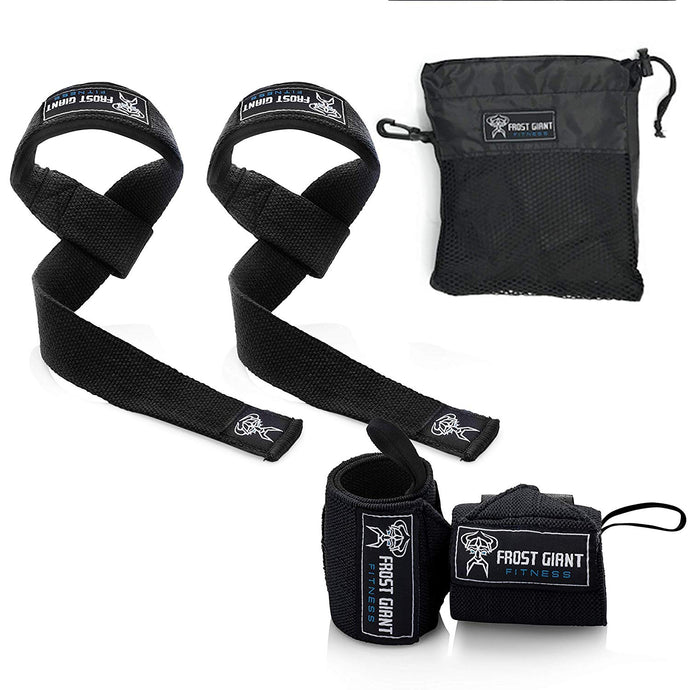 Wrist Wraps & Lifting Straps - Combo Set for Weightlifting, Crossfit, Powerlifting, Bodybuilding, Lifting and Gym Workouts - Heavy Duty Exercising Hand and Wrist Support for Men & Women